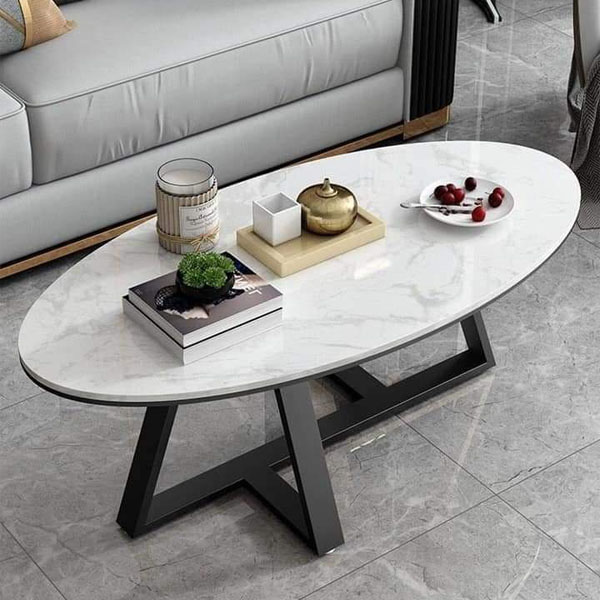 Bàn trà oval mặt gỗ MDF chân sắt sơn tĩnh điện - BTVP42 4 Bàn trà oval