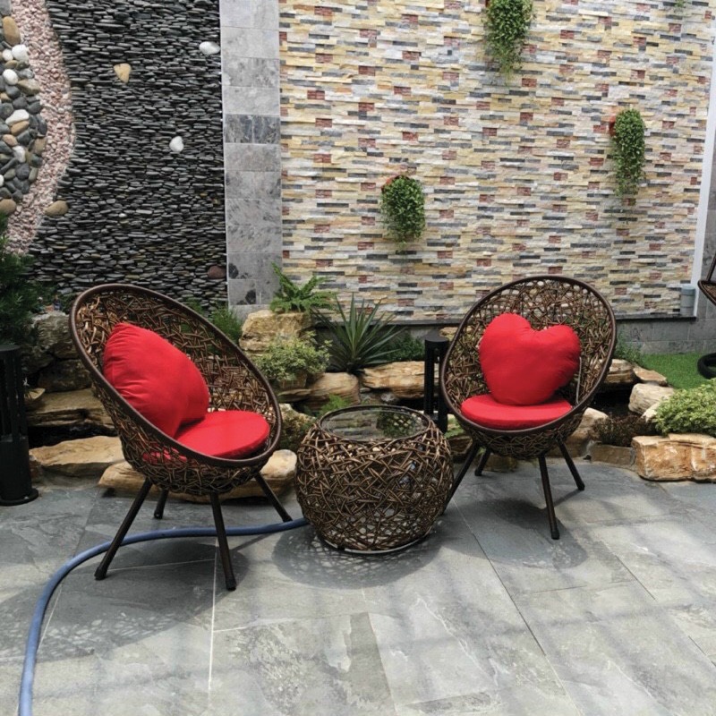 Bàn Ghế Cafe Sân Vườn Nhựa Giả Mây - BGCVP05 8 Bàn Ghế Cafe Sân Vườn Nhựa Giả Mây - BGCVP05