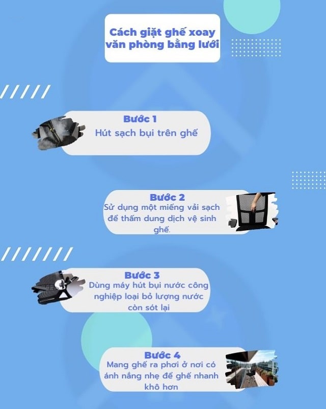 Cách Vệ Sinh Ghế Văn Phòng Sạch, Đơn Giản 3 Các bước vệ sinh ghế văn phòng bằng lưới