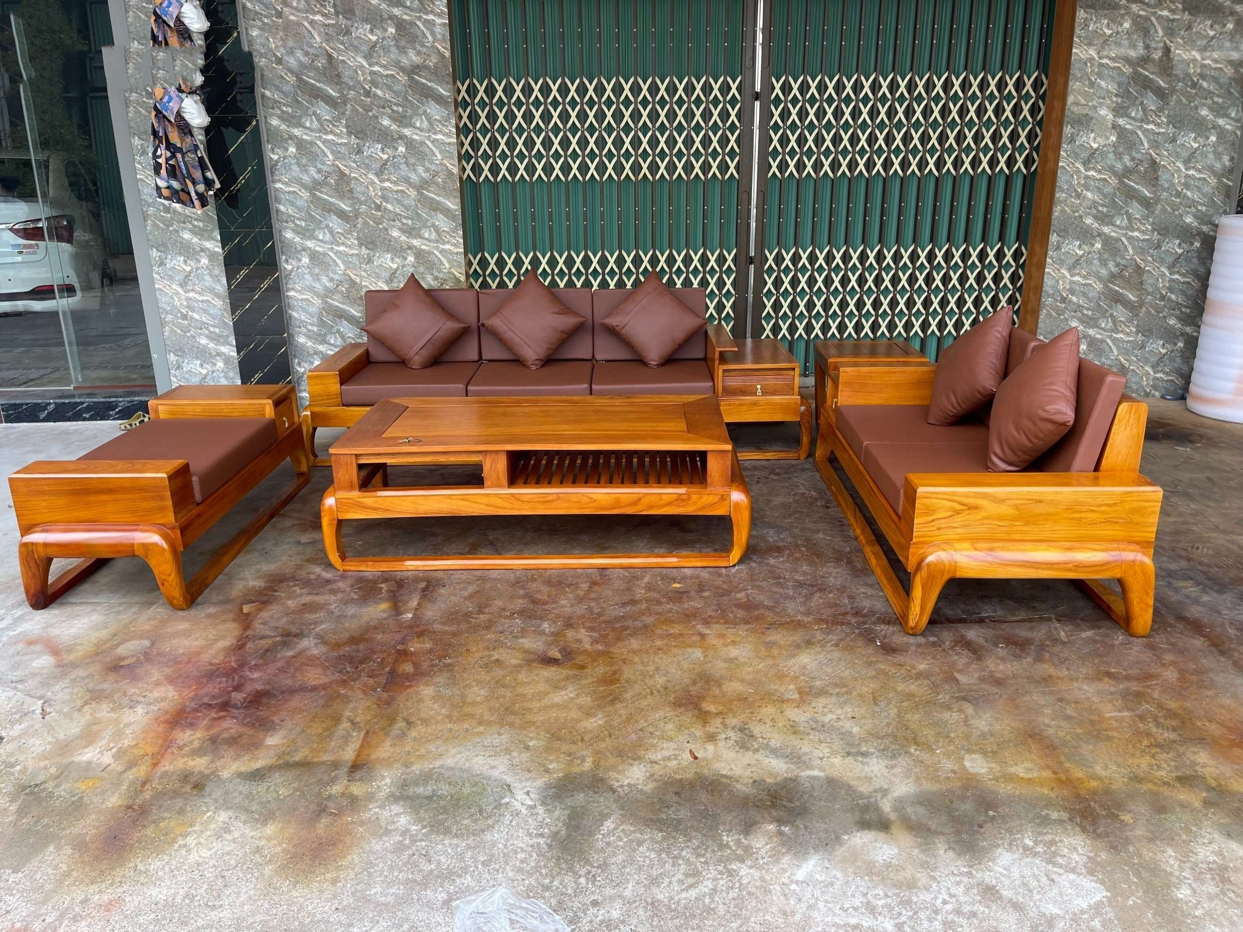 Sofa Gỗ Hương Đỏ 2m4 - SGVP06 4 Sofa gỗ hương đỏ