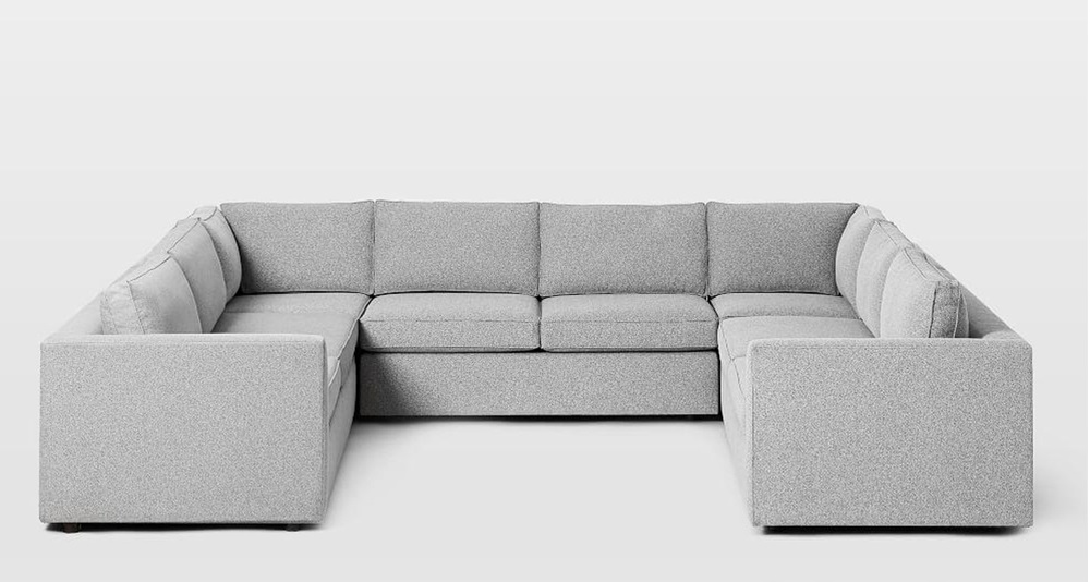 Sofa Nỉ Góc Chữ U - SNVP15 2 Sofa nỉ góc chữ U màu xám